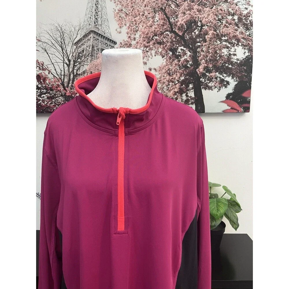 Livi Lane Bryant Quarter-Zip Pullover Size 26/28 Pink Magenta Active Sweatshirt